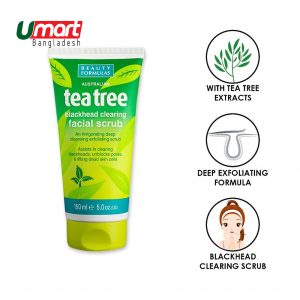 Beauty Formulas Tea Tree Blackhead Clearing Facial Scrub Australian 150ml