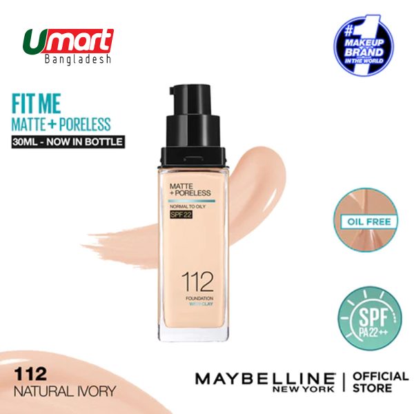 Maybelline Fit Me Matte + Poreless Foundation 30ml 112 Natural Ivory