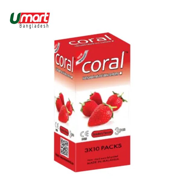 Coral Strawberry Extra Performance Condom Full Box 30Pcs