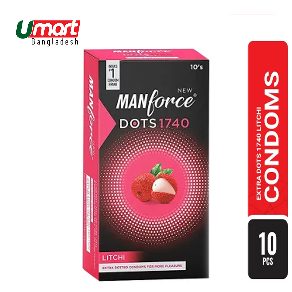 Manforce 1740 Extra Dotted Litchi Flavored Condom 1 Box 10 Pcs Indian ondom