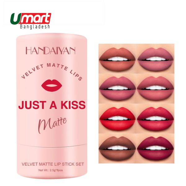 HANDAIYAN Lipstick Makeup Velvet Matte Waterproof Long Lasting Moisturizing Not Fading Lipstick 8 Color Sexy Lip Stick Cosmetics