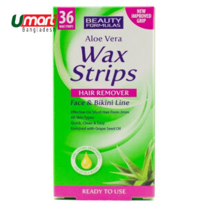 Beauty Formulas Aloe Vera Hair Remover Wax Strips For Face & Bikini Line 36 Wax Strips