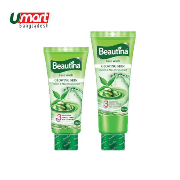 Beautina Face Wash Enriched with Neem & Aloe Vera 50ml Glowing Skin